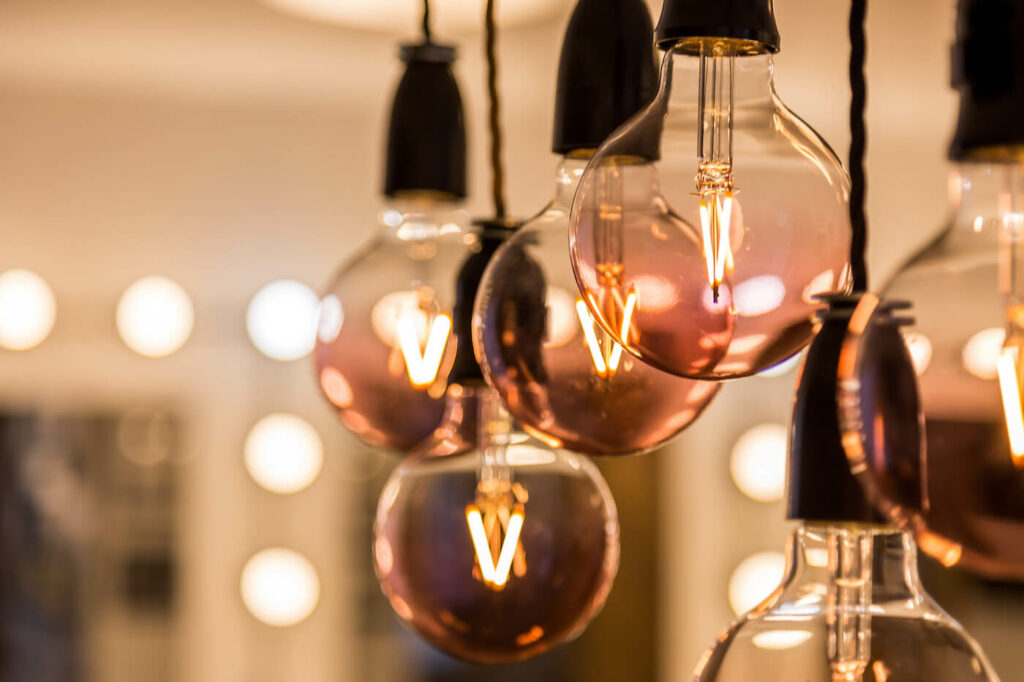 Light Bulbs Hanging in House